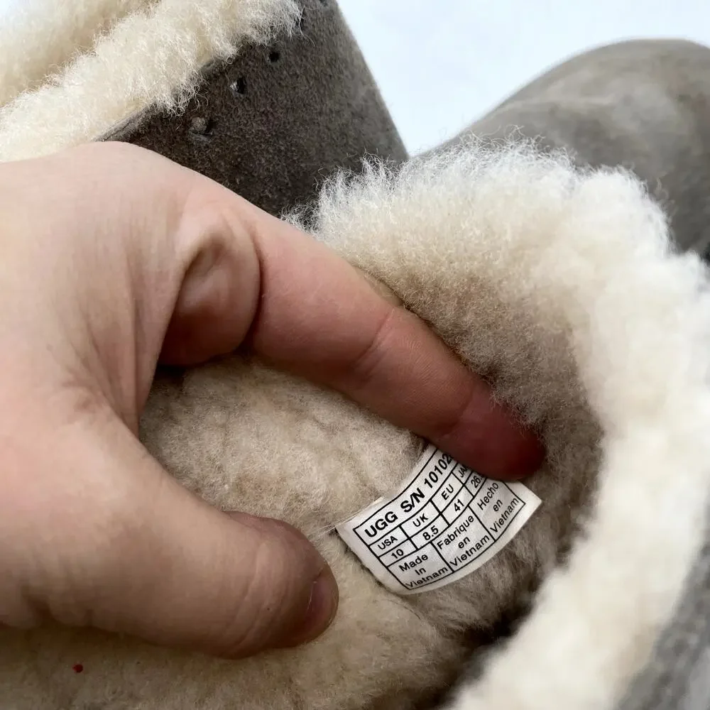 UGG Gray Bow Short Shearling Boots